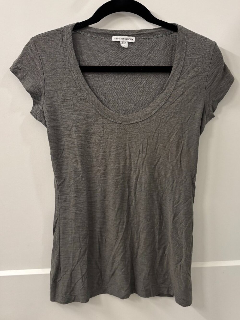 James Perse Gray Scoop Neck T-Shirt Size 1 (Small)